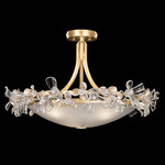 Azu Semi Flush Ceiling Light Fixture - Gold Leaf / Crystal