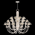 Azu Arc Chandelier - White Gesso / Crystal