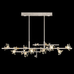 Azu Linear Pendant - Silver Leaf / Crystal