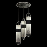 Bond Round Tube Multi Light Pendant - Black / Silver Leaf / Diamond Blanket