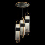 Bond Round Tube Multi Light Pendant - Black / Gold Leaf / Diamond Blanket