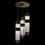 Bond Round Tube Multi Light Pendant - Black / Gold Leaf / Bahama Sand