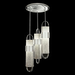 Bond Round Tube Multi Light Pendant - Silver Leaf / Diamond Blanket