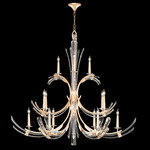 Trevi Wisp Chandelier - Gold Leaf / Crystal