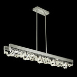 Strata Linear Pendant - Silver Leaf / Crystal