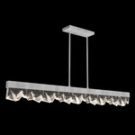 Strata Linear Pendant - Silver Leaf / Crystal