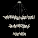 Foret Triple Pendant - Silver Leaf / Crystal