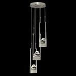 Strata Round Multi Light Pendant - Silver Leaf / Crystal