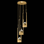 Strata Round Multi Light Pendant - Gold Leaf / Crystal