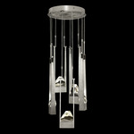 Strata Round Multi Light Pendant - Silver Leaf / Crystal