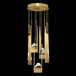 Strata Round Multi Light Pendant - Gold Leaf / Crystal