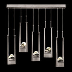 Strata Linear Multi Light Pendant - Silver Leaf / Crystal