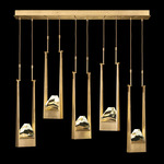 Strata Linear Multi Light Pendant - Gold Leaf / Crystal