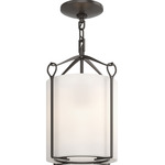 Bow Tall Semi Flush Ceiling Light - Oil Rubbed Bronze / Opal