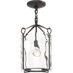Bow Tall Semi Flush Ceiling Light - Oil Rubbed Bronze / Water Glass