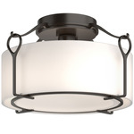 Bow Semi Flush Ceiling Light - Oil Rubbed Bronze / Opal