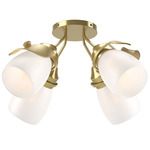 Lapas Semi Flush Ceiling Light - Modern Brass / Opal