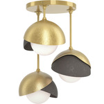 Brooklyn Double Multi Semi Flush Light - Modern Brass / Dark Smoke