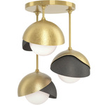 Brooklyn Double Multi Semi Flush Light - Modern Brass / Natural Iron