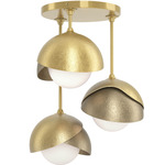 Brooklyn Double Multi Semi Flush Light - Modern Brass / Soft Gold