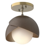 Brooklyn Double Shade Semi Flush Light - Modern Brass / Bronze