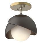 Brooklyn Double Shade Semi Flush Light - Modern Brass / Oil Rubbed Bronze