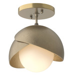 Brooklyn Double Shade Semi Flush Light - Modern Brass / Soft Gold