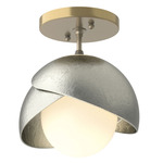 Brooklyn Double Shade Semi Flush Light - Modern Brass / Sterling