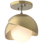 Brooklyn Double Shade Semi Flush Light - Modern Brass / Modern Brass