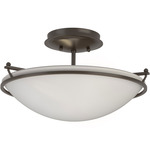 Plain Semi Flush Ceiling Light - Oil Rubbed Bronze / Opal