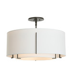 Exos Double Shade Semi Flush Ceiling Light - Oil Rubbed Bronze / Natural Anna