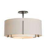 Exos Double Shade Semi Flush Ceiling Light - Oil Rubbed Bronze / Flax