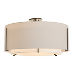 Exos Double Shade Semi Flush Ceiling Light - Oil Rubbed Bronze / Flax