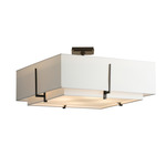 Exos Square Double Shade Semi Flush Ceiling Light - Oil Rubbed Bronze / Natural Anna