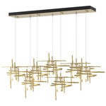 Tura Linear Multi Light Pendant - Modern Brass / Cast Glass