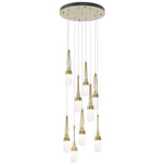 Link Round Multi Light Pendant - Modern Brass / Clear Bubble