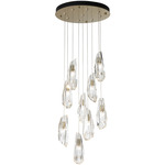 Luma Round Multi Light Pendant - Modern Brass / Crystal