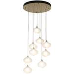 Ume Round Multi Light Pendant - Modern Brass / Frosted