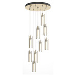 Exos 9 Light Multi Light Pendant - Modern Brass / Clear