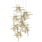 Tura Round Multi Light Pendant - Modern Brass / Seeded Clear