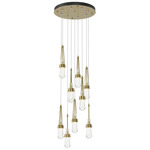 Link Round Multi Light Pendant - Modern Brass / Clear