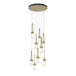 Link Round Multi Light Pendant - Modern Brass / Clear