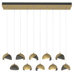 Brooklyn Linear Multi Light Pendant - Modern Brass / Natural Iron