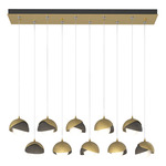 Brooklyn Linear Multi Light Pendant - Modern Brass / Dark Smoke