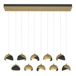 Brooklyn Linear Multi Light Pendant - Modern Brass / Black