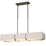Exos Rectangular Double Shade Pendant - Oil Rubbed Bronze / Flax