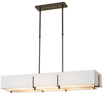 Exos Rectangular Double Shade Pendant - Oil Rubbed Bronze / Natural Anna