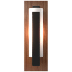 Forged Vertical Bar Wall Sconce w/Decorative Backplate - Black / Opal