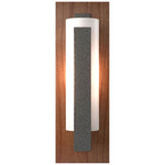 Forged Vertical Bar Wall Sconce w/Decorative Backplate - Natural Iron / Opal
