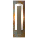 Forged Vertical Bar Wall Sconce w/Decorative Backplate - Soft Gold / Opal